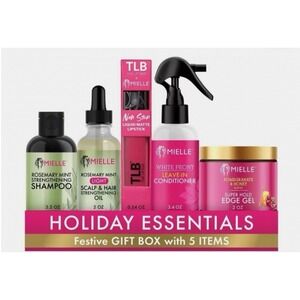 Mielle Essentials Ready Jet Set Beauty Glow Kit 5 Piece Hair Care & Lipstick Set